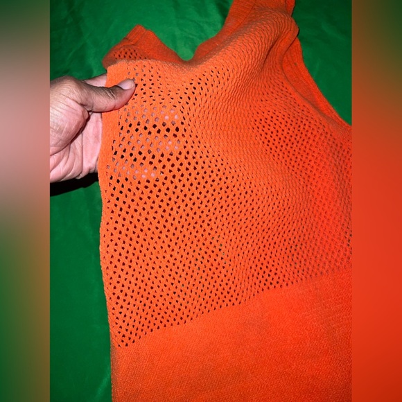 Zara Chenille Orange Sleeveless Knit Mini Dress size Large - Picture 7 of 9